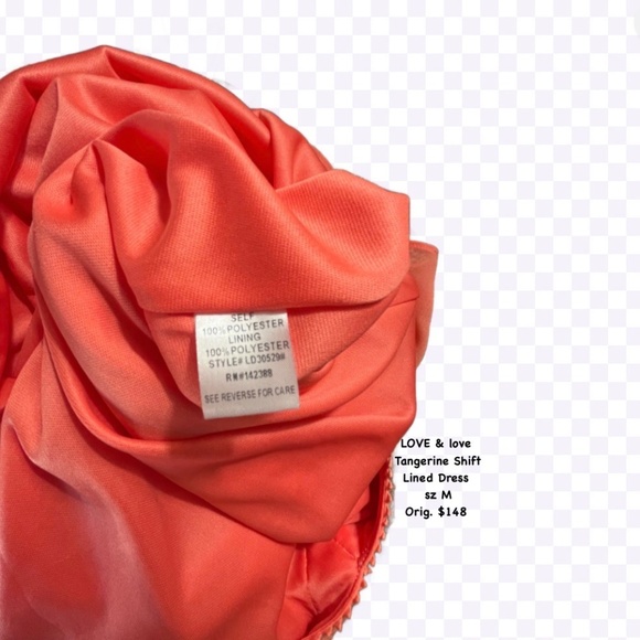 LOVE & love  Tangerine Shift  Lined Dress  sz M - Picture 8 of 8